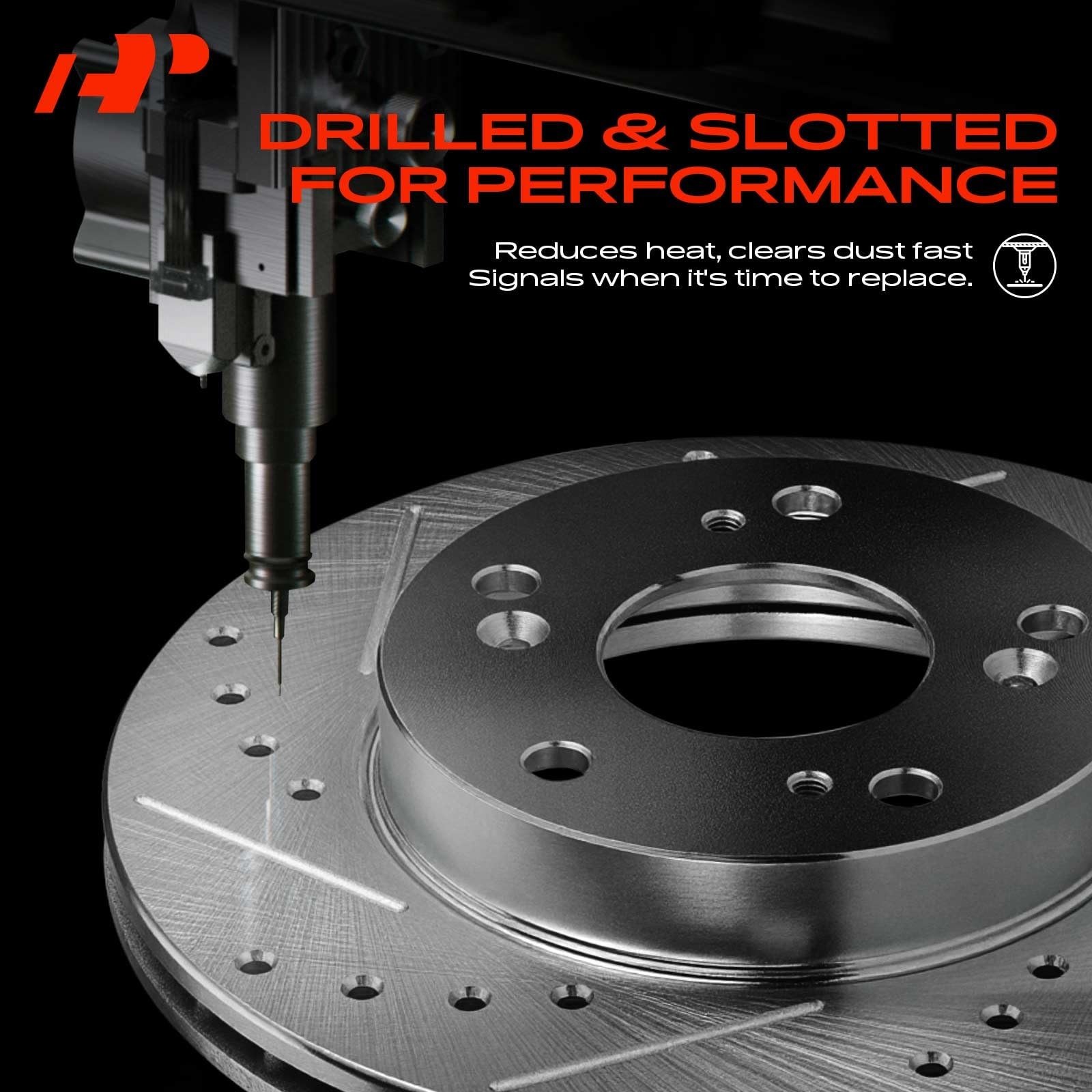 A-Premium 12.01 inch (305mm) Front Drilled and Slotted Disc Brake Rotors Comp…
