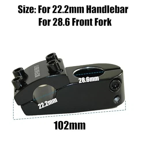 Libereco Aluminum Alloy BMX Stem:: Fits 22.2mm Handlebar & 28.6mm Fork Black