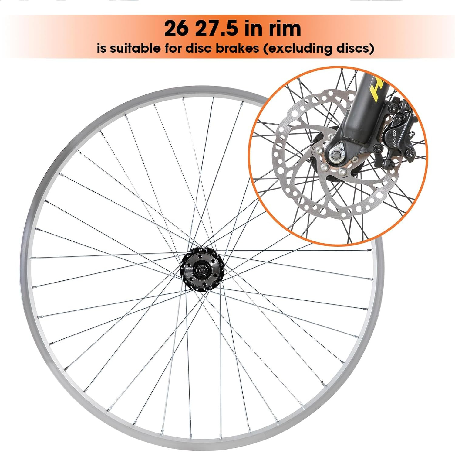26″ 27.5″ 28″ X1.75″ Alloy Bike Rim for 1.75 to 2.215 Inch Wide Tire, Front & Ba
