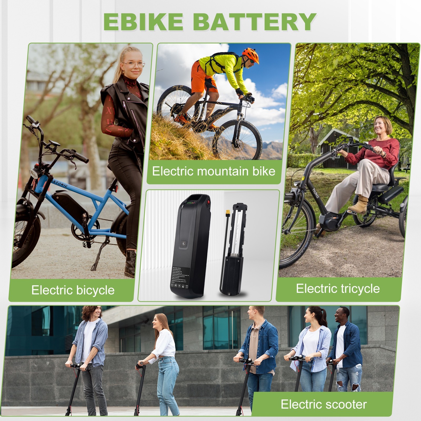 48V 36V 10Ah/15Ah/20Ah Ebike Lithium Battery For 200W-1500W Motor 4PIN