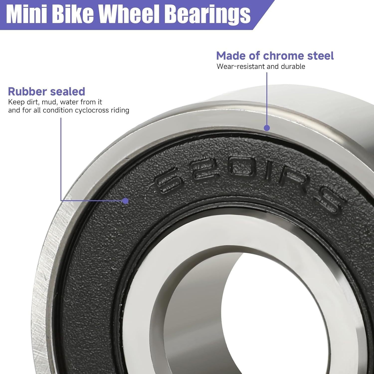 12mm 270mm Mini Bike Rear Axle Nut Bolt with 6201RS Wheel Bearings…