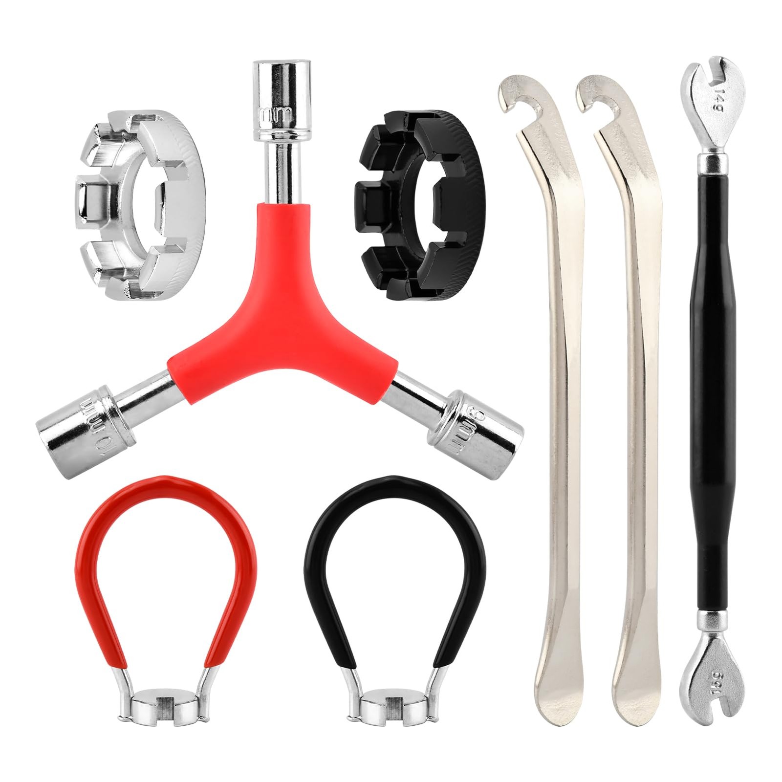 Qirvaten 8Pcs Bicycle Spoke Wrench Bike Tool 4*4*1.9cm, Picture Color