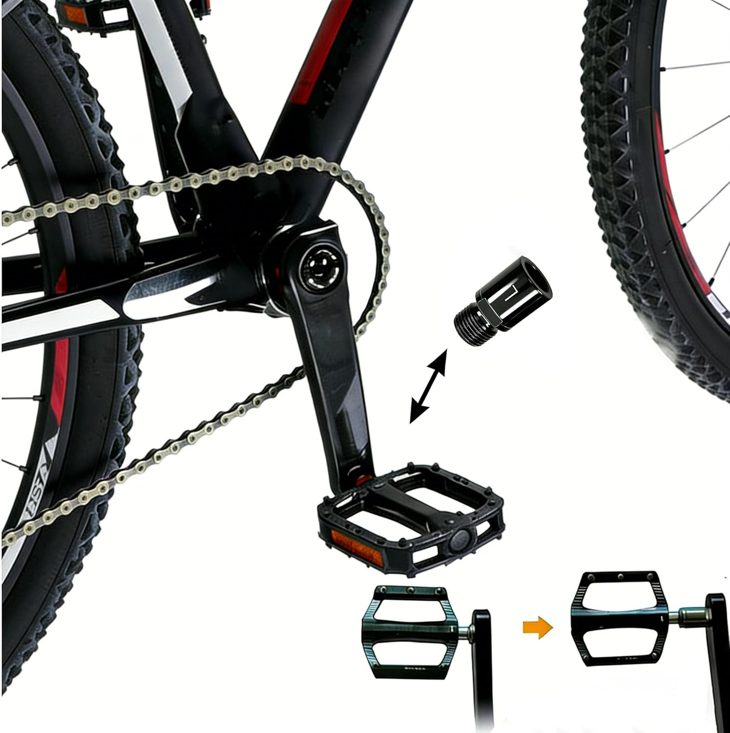 Chrome-Molybdenum Steel Bike Pedal Extenders, 20mm Compatible with 9/16″ Pedals