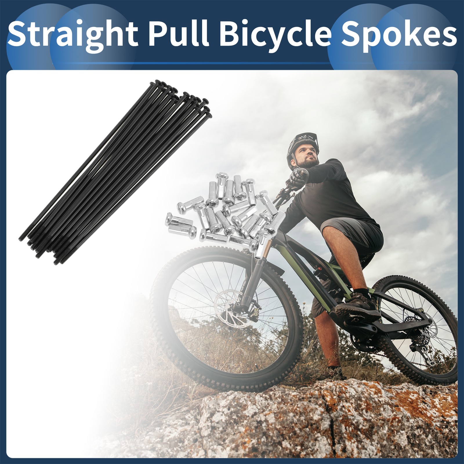 20 Set 14G Straight Pull Bicycle Spokes 97mm Carbon Steel Black