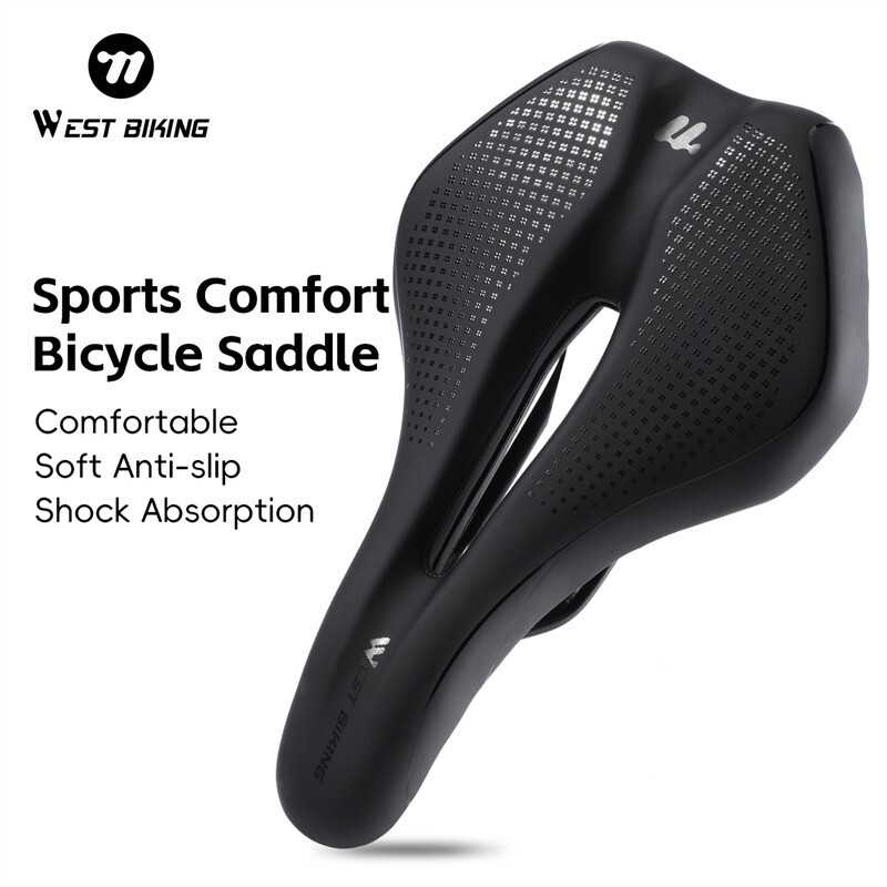 WEST BIKING Leather Bicycle Saddle Hollow Breathable Comfort Bike Seat Cushion