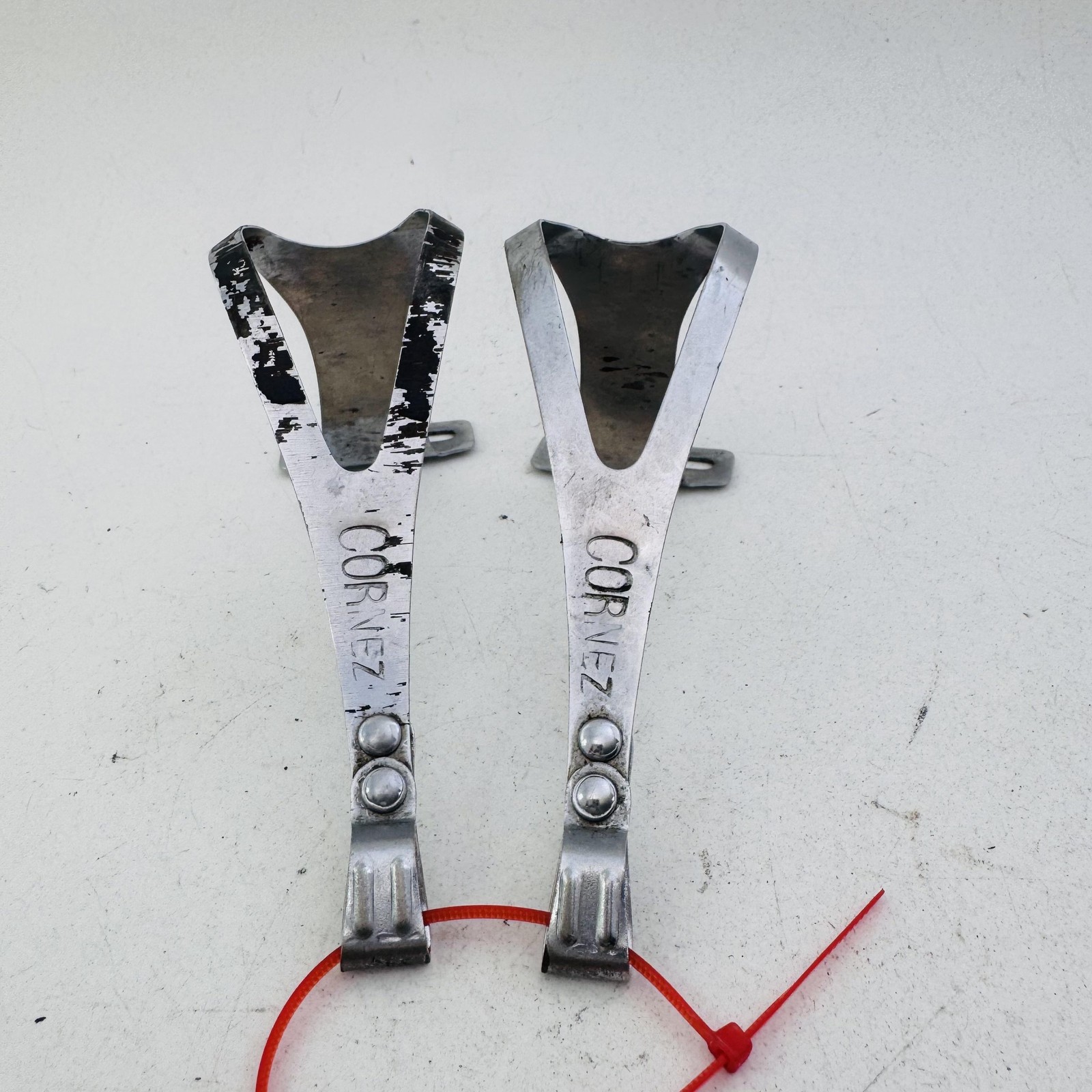 Vintage Cornez Steel Toe Clips Bike Silver Pair Road Single Speed/Fixie A92