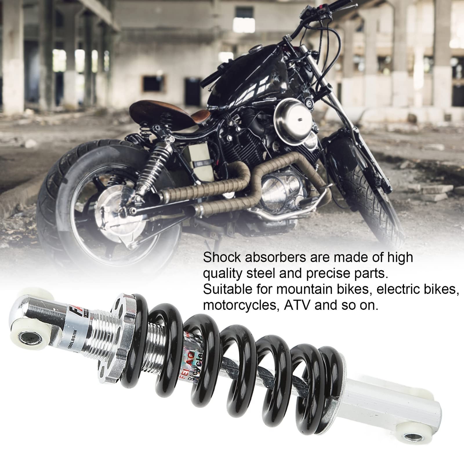 Bike Rear Shock Absorber 200mm 1500lbs 8mm Hole Universal Electric Scooter Da…