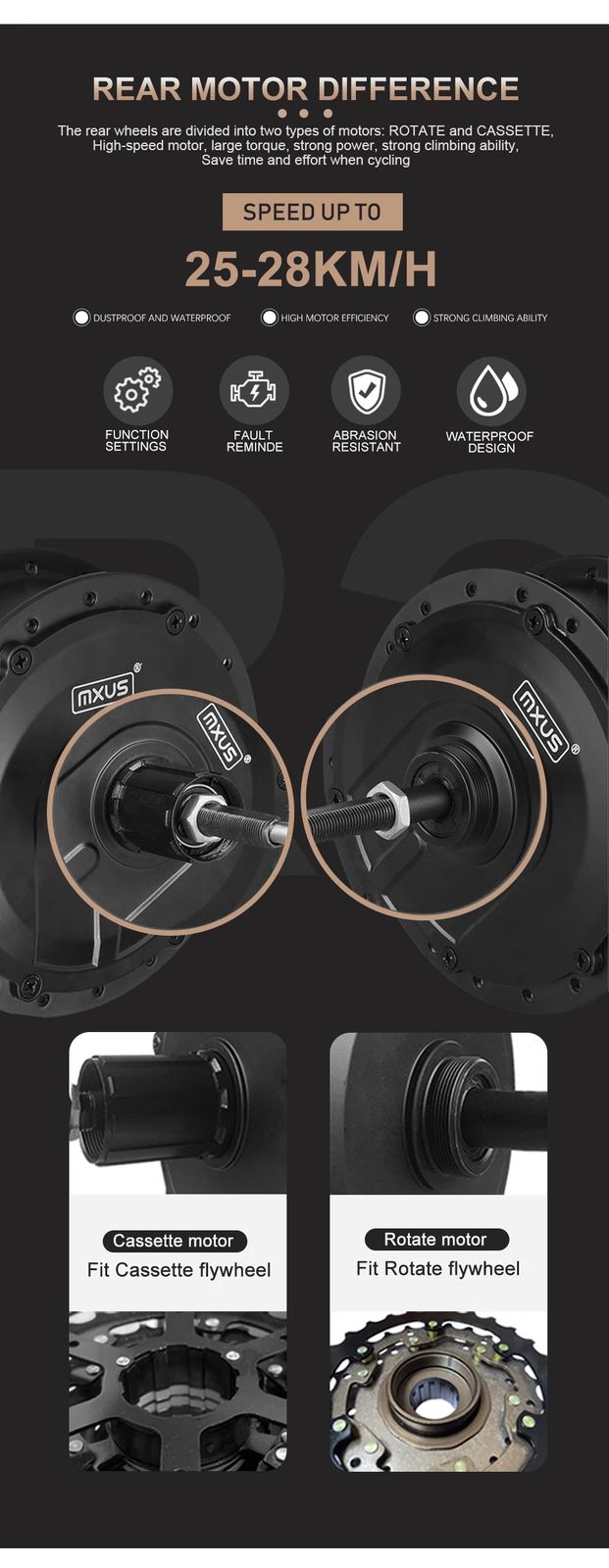 MTB Ebike Conversion Kit 36/48V 250W Brushless Front Rear Hub Motor 16-29In 700C
