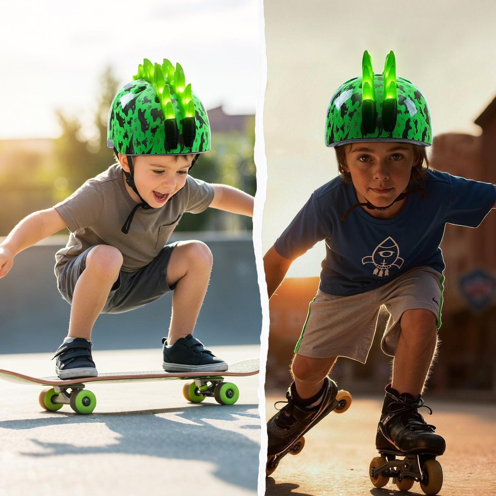 Toddler Bike Helmet with LED Lights, Kids Helmet for Boys 3-8 Years, Adjustable