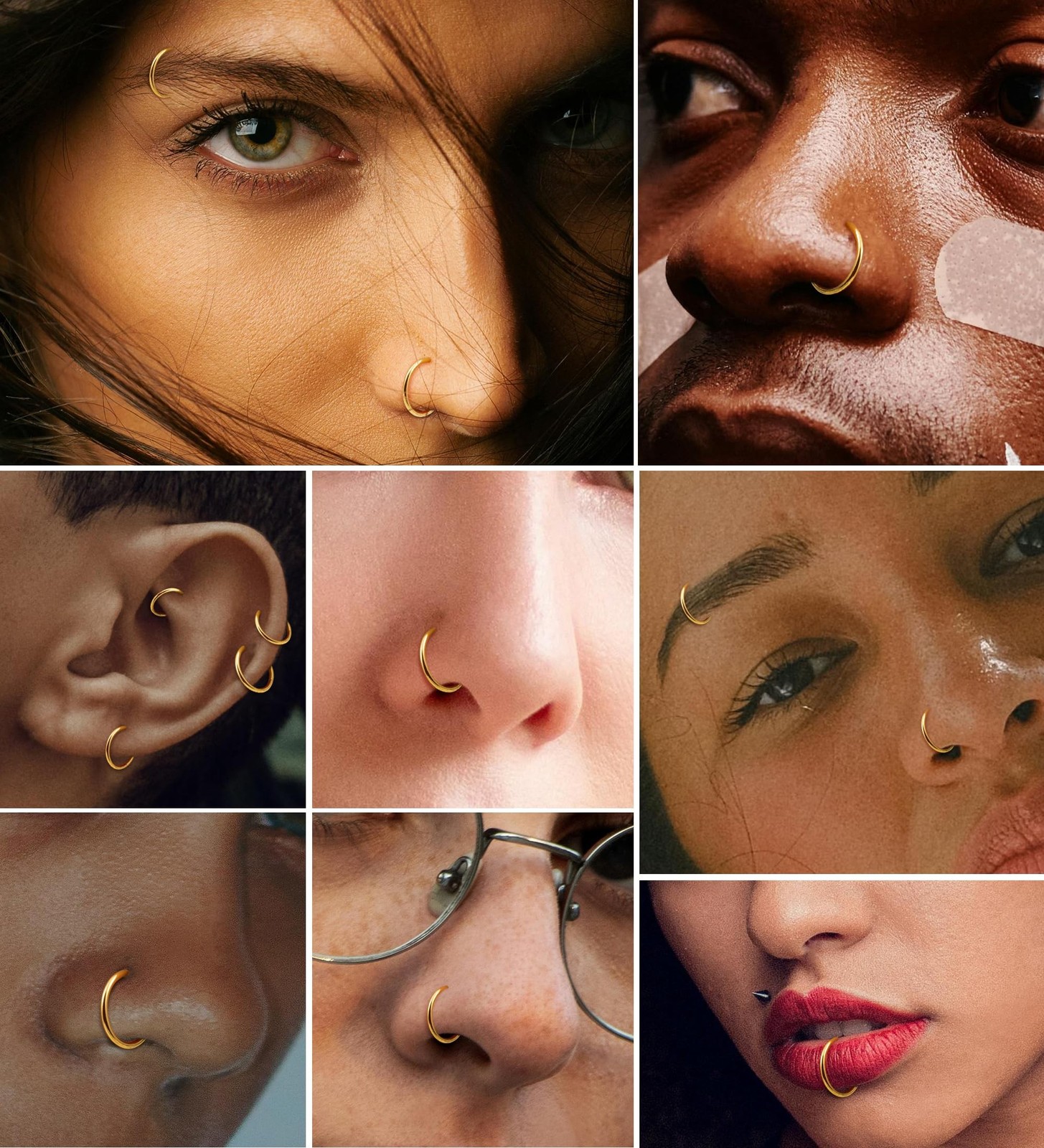 Titanium Nose Rings Hoops 16G 18G 20G Hinged Nose Piercing Hoop G23 Septum Cl…