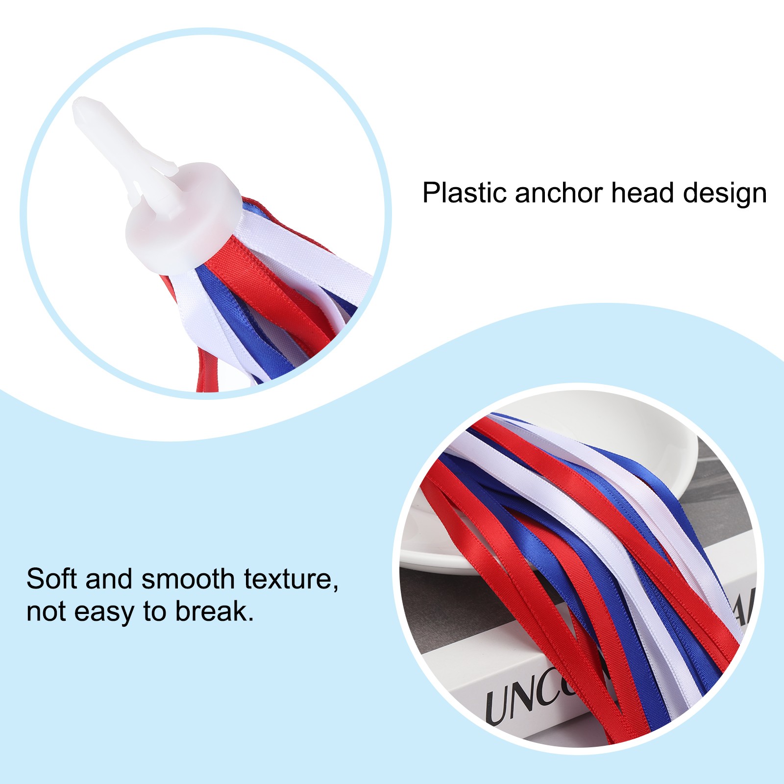 Bike Streamers Scooter Handlebar Tassels Grips Ribbon White Red Blue