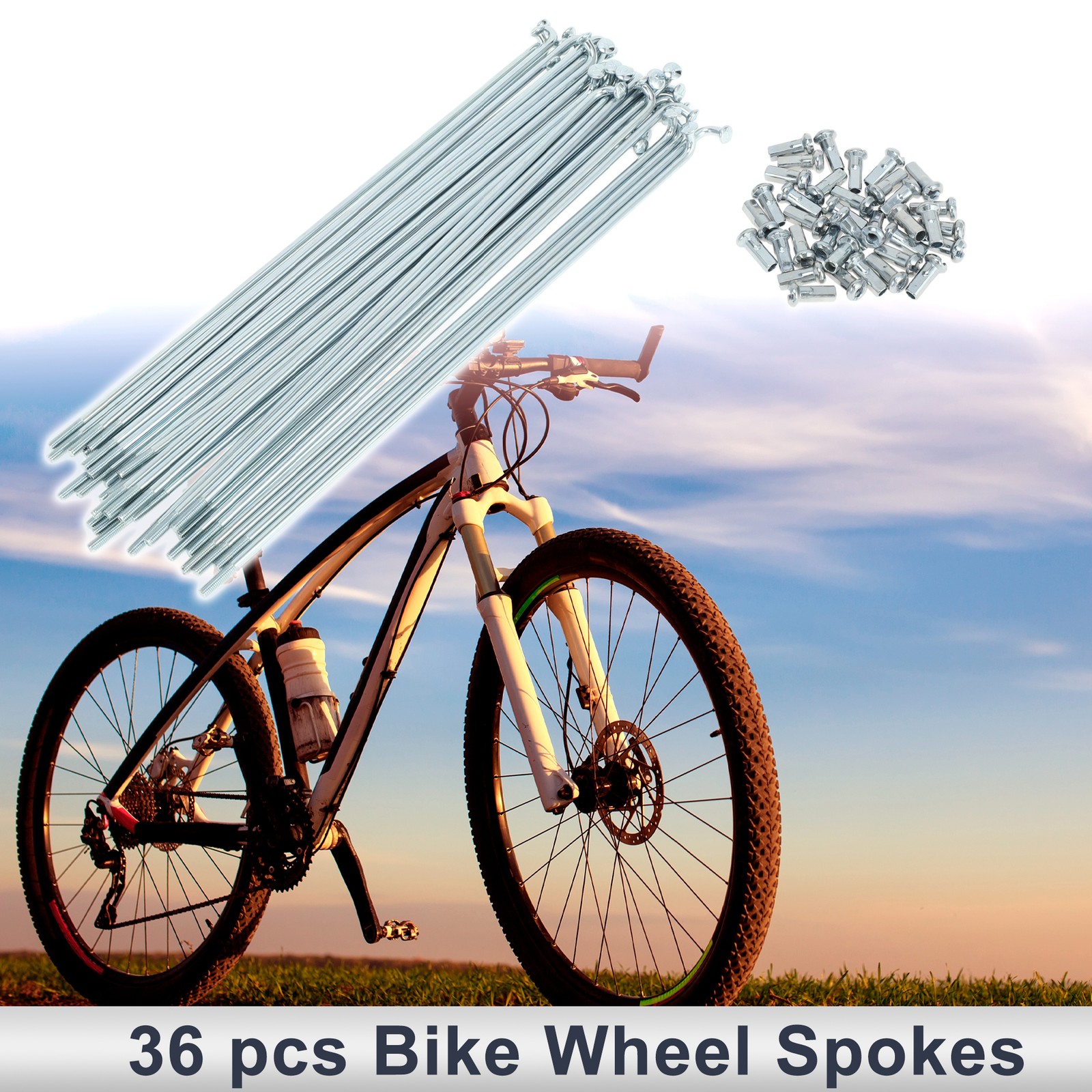 1 Set 12G 187mm Length Bicycle Spokes Nipple Carbon Steel Galvanized Universal