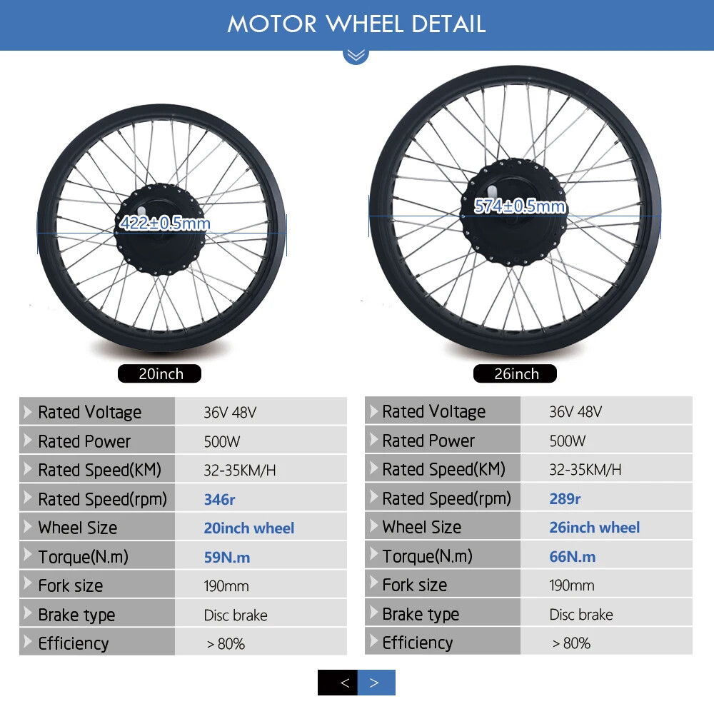 Snow E-bike Conversion Kit 36V 48V 500W Rear Cassette Hub Motor Wheel 20/26er