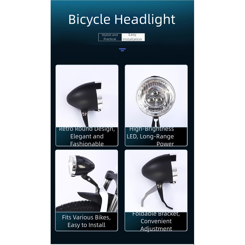 Waterproof USB Bicycle Headlight 3 LED Front Light with Adjustable Bracket
