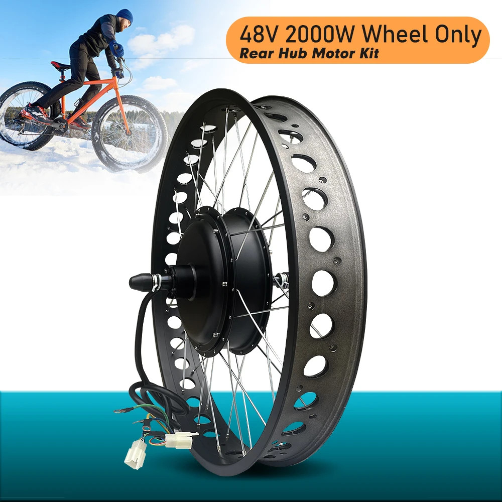 48V 2000W EBike Fat Tire Conversion Kit 4.0Tyre Rear Hub Motor Wheel Snow Bike