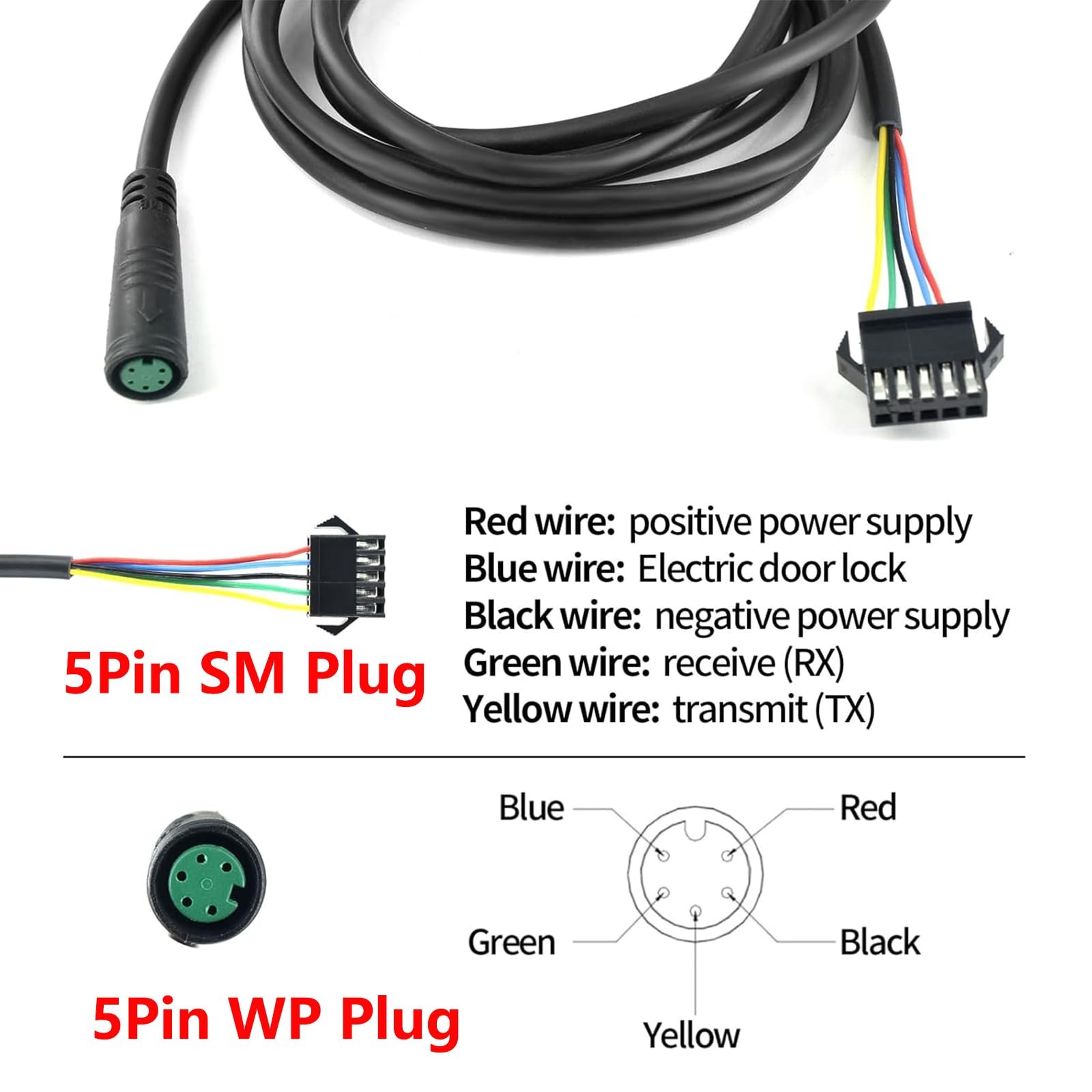5 Pins Extension Conversion Cable for Bike Female to Wire Line Cord (Length 1…