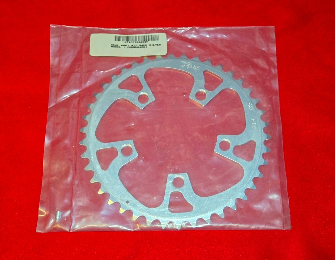 Vintage REAL 6061 5-Bolt 94mm 42T Ramped Chain Ring CHRRD64294 – NEW