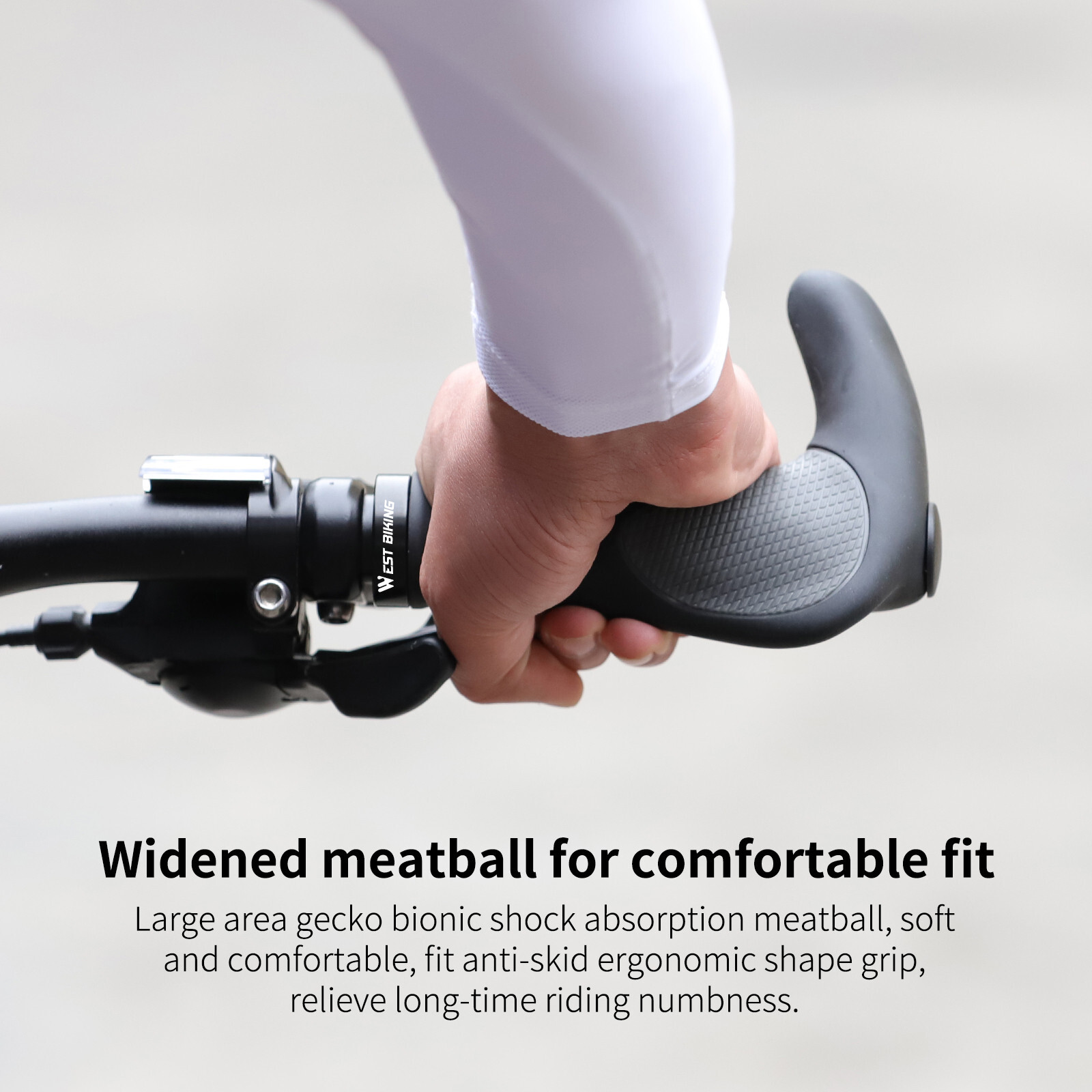 WEST BIKING Bike Grip Lock-on Rubber Ergonomic Bicycle Handlebar Bar Ends Plugs