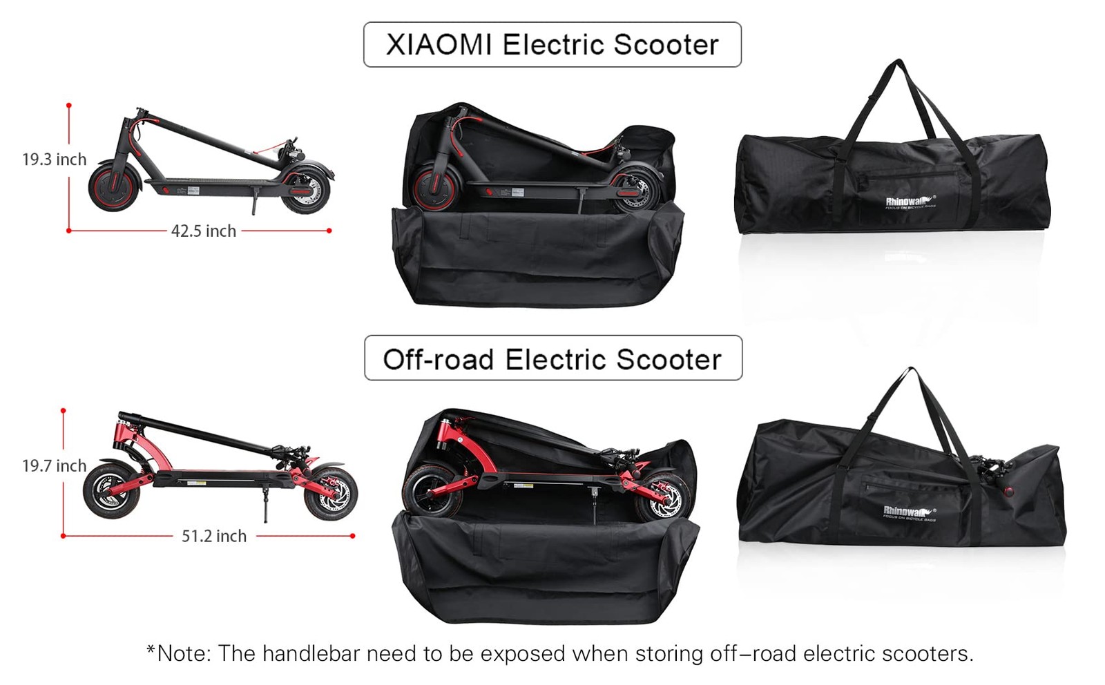 Electric Scooter Bag, Foldable Carrying Case with Shoulder Strap, Heavy Duty