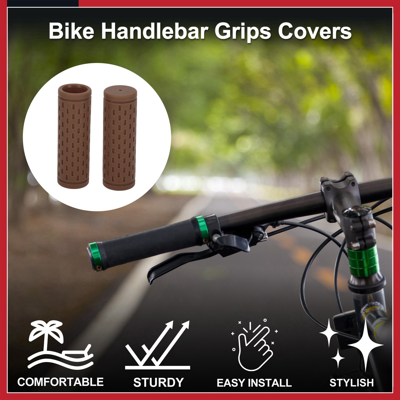 Bike Handlebar Grip Cover 90mm Lightweight MTB End Grips Protector Brown Pair