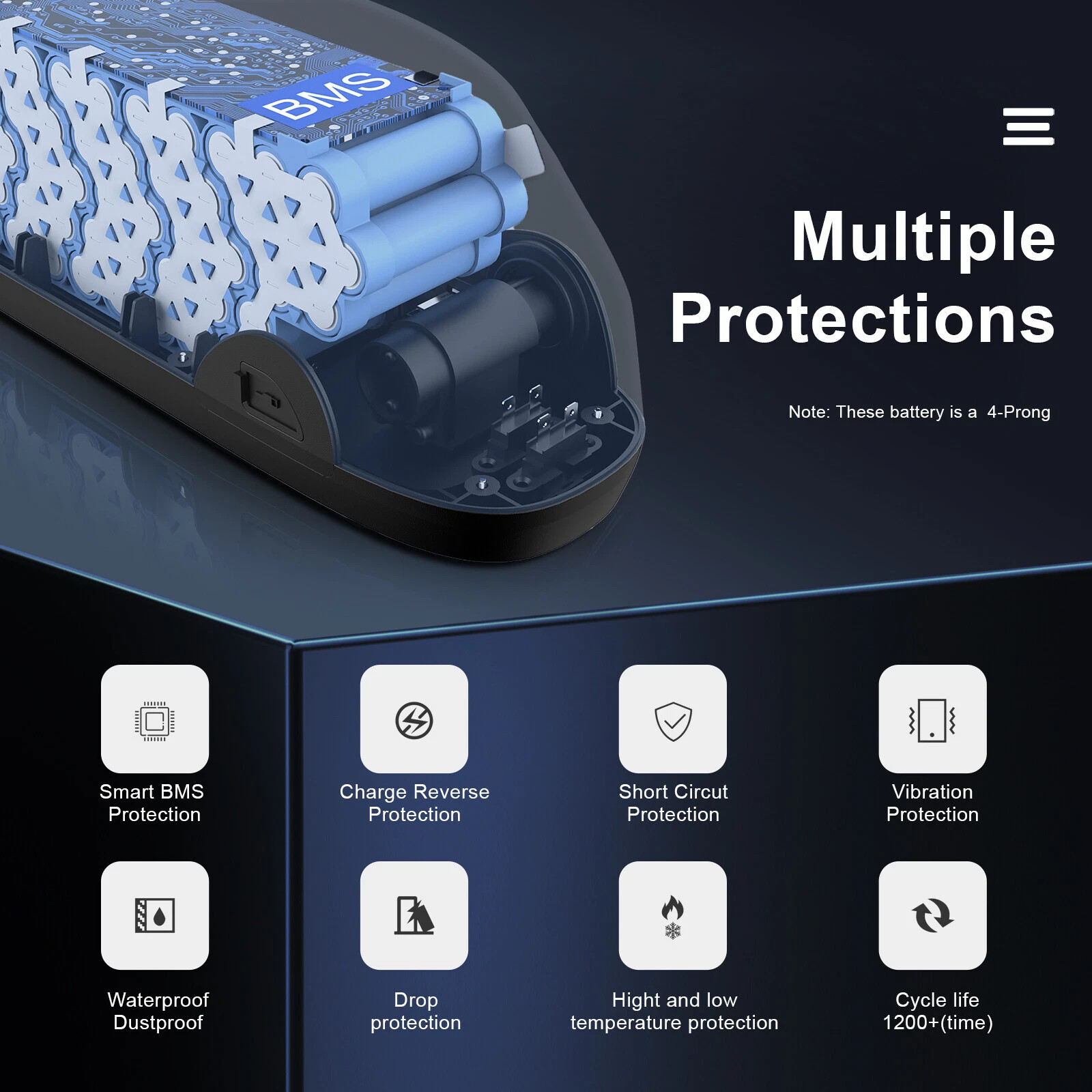 36V 48V 52V Ebike Lithium Battery 20Ah 200W-2000W Electric Bike Key Lockable