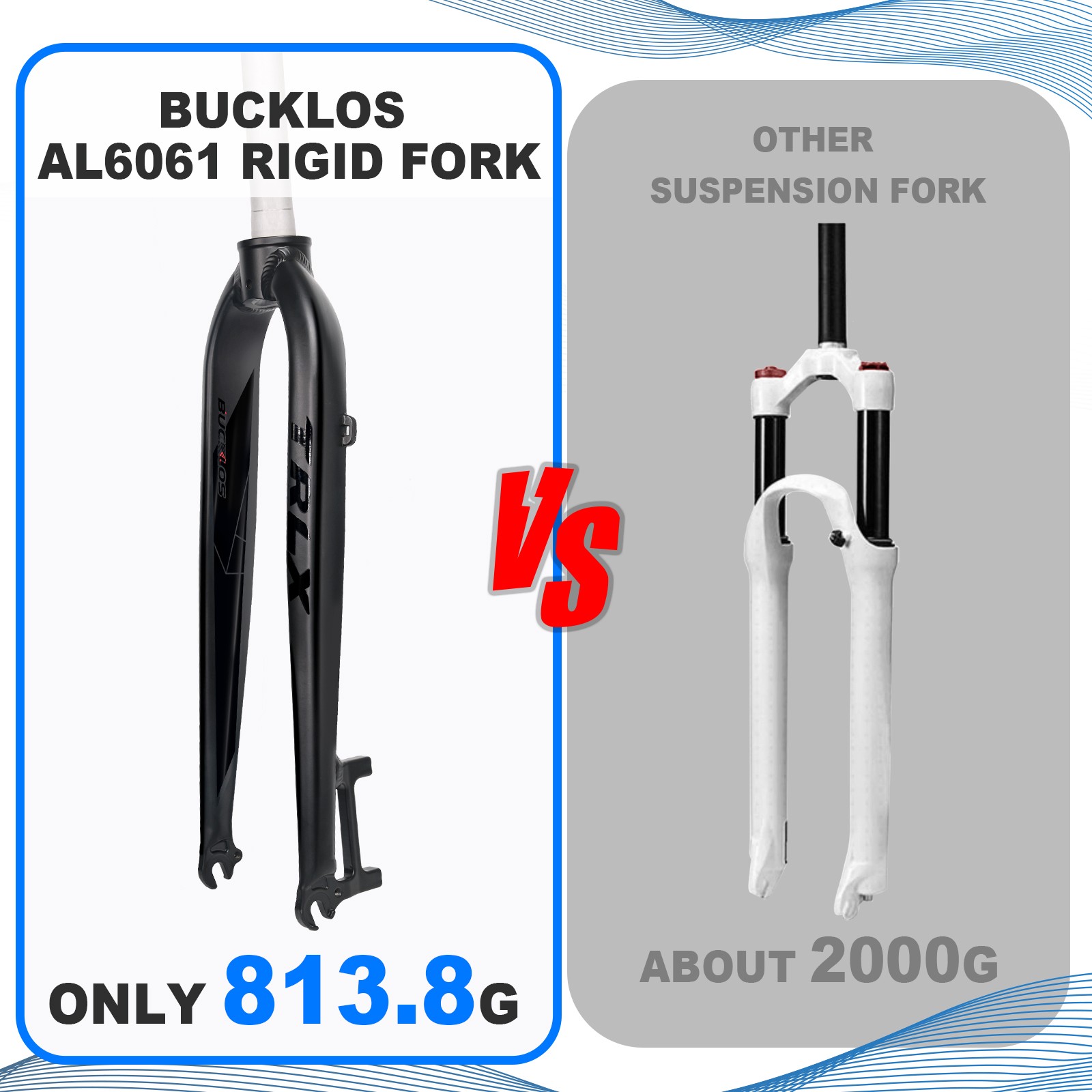 BUCKLOS 26/27.5/29 inch MTB Bike Rigid Front Fork Alu Disc Brake QR 9x100mm Fork