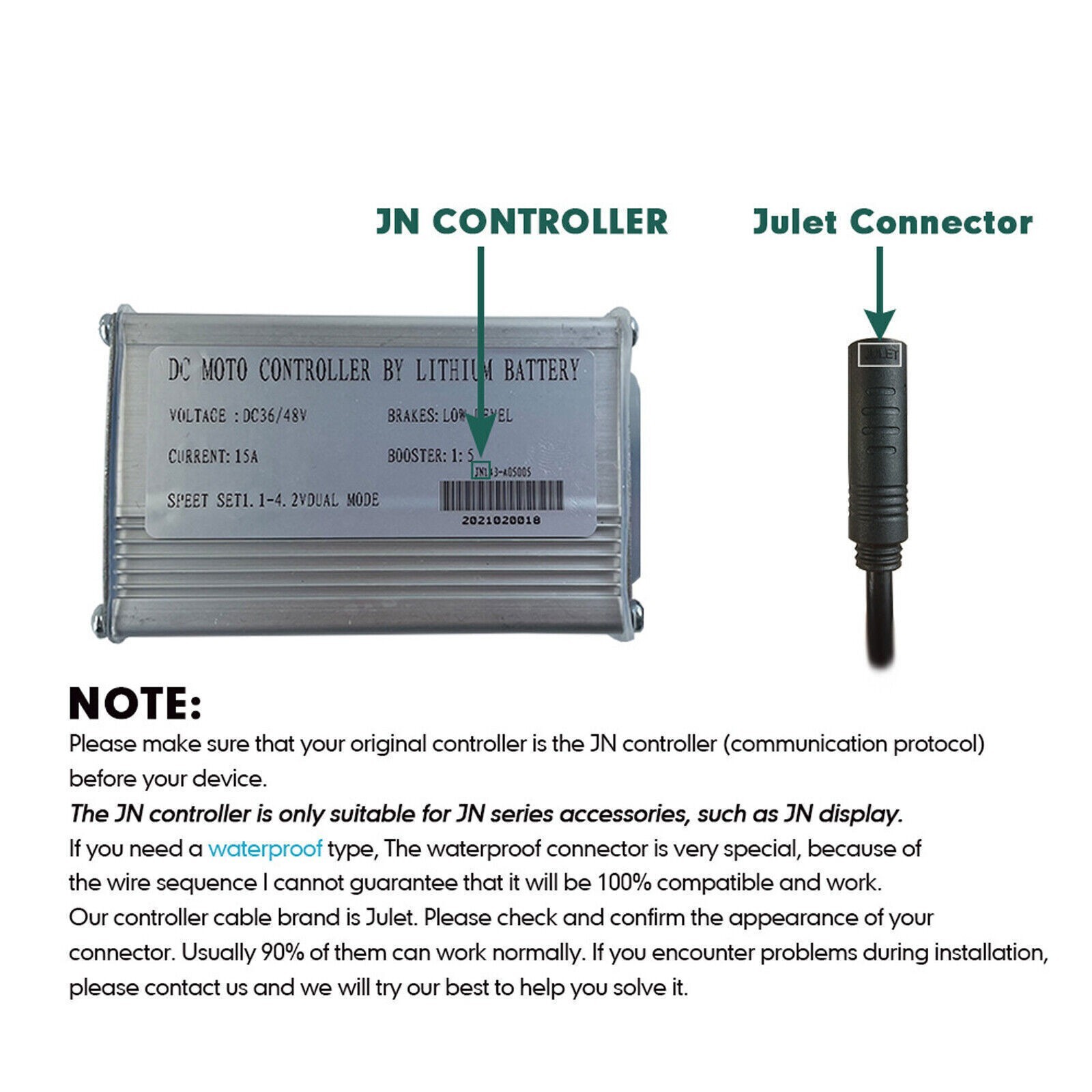 E-bike 36V 48V 6 FET 15A 250W Brushless Motor JN Controller For Electric Bicyc .
