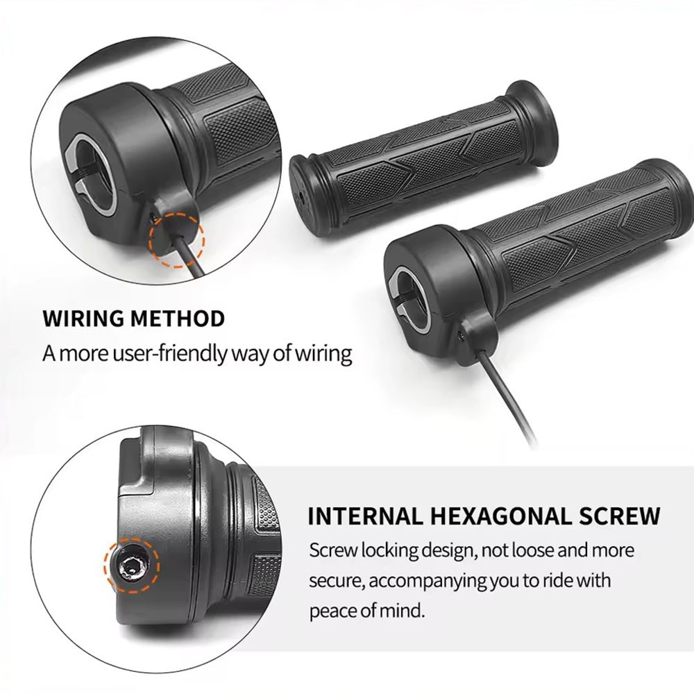 12V/24V/36V/48V/60V/72V E-bike 1921X Full Twist Throttle Handle Grips SM/WP