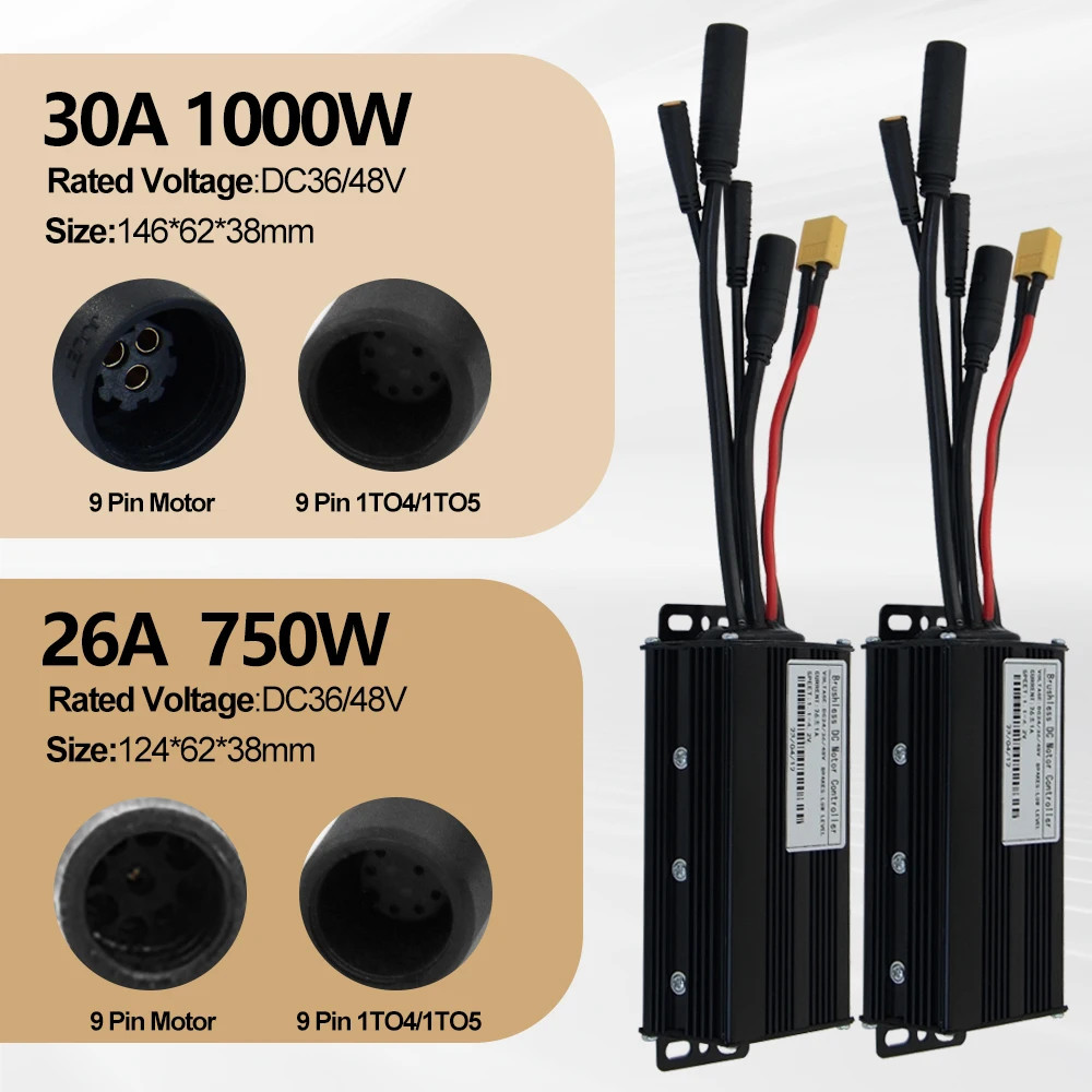Three-Mode Ebike Controller 17-40A 36/48V 350-1000W S866 LCD Learning Function