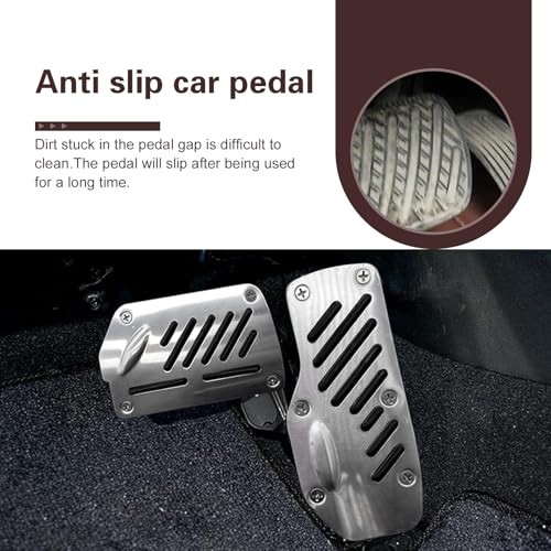 Car Pedal Covers, Anti-slip Brake & Accelerator Pad, Alloy Anti 2 PCS Black