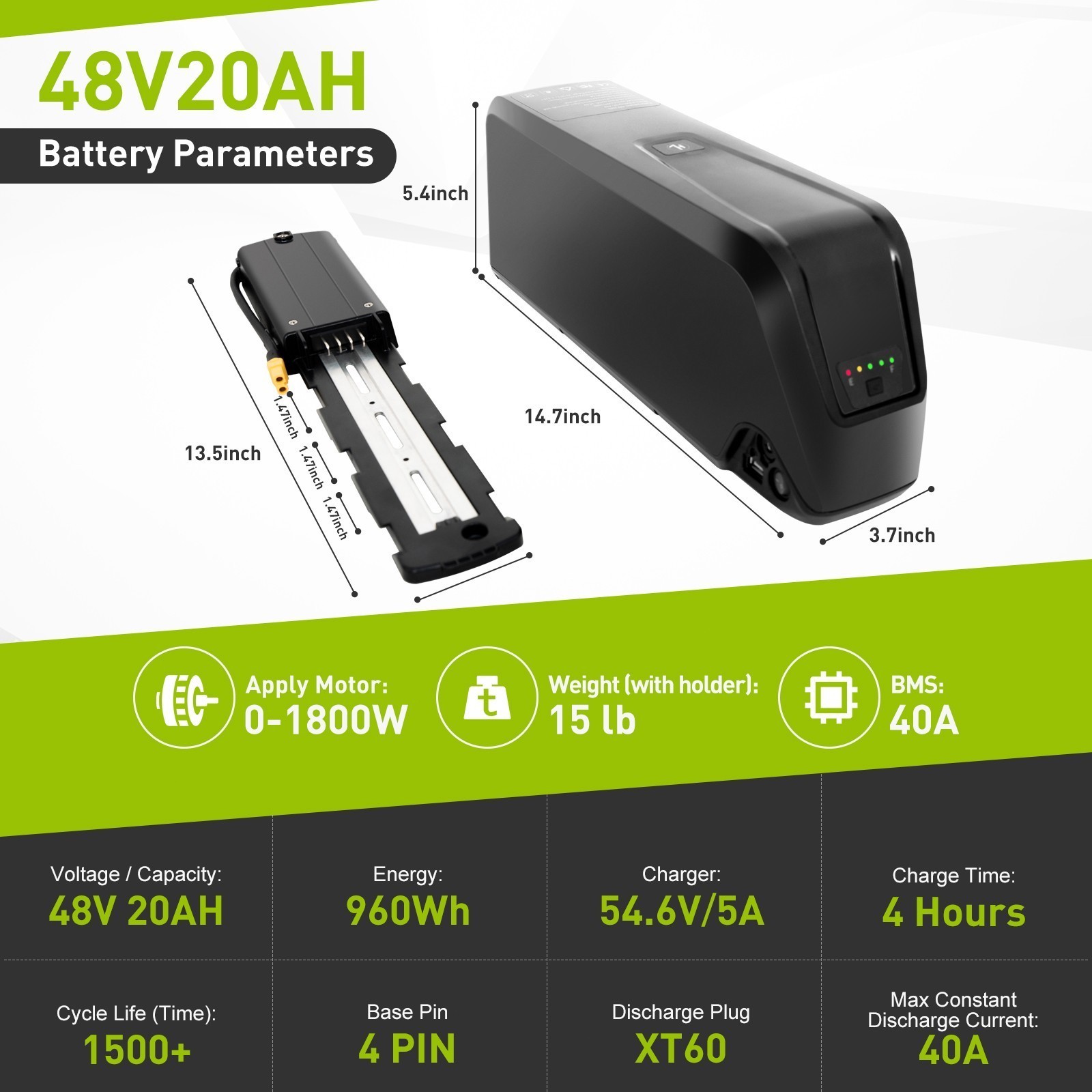 36V/48V/52V 10AH/15AH/20AH electric bicycle bike lithium battery 0-2000W Motors