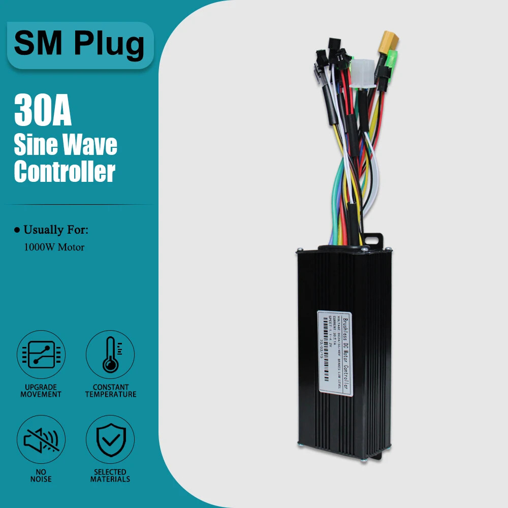E-Bike Three-Mode Sine Wave Controller SM/WP Plug 36V 48V 17A 26A 30A 40A 60A