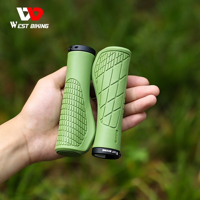 WEST BIKING Bicycle Handlebar Grips Ergonomic Lock-on Rubber Bike Grips Green