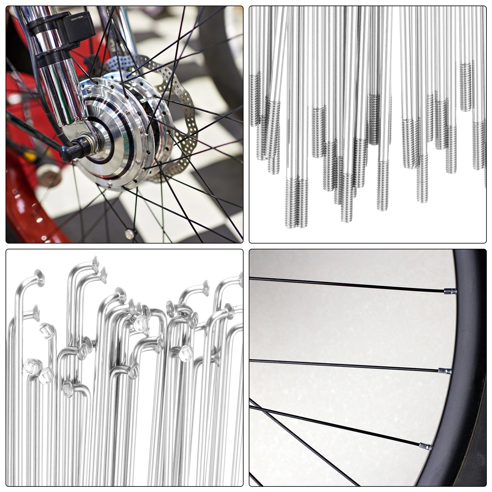 36Pcs 14G Bicycle Spokes 182mm J Bend 2mm Bike Spoke with Brass Nipple, Silver