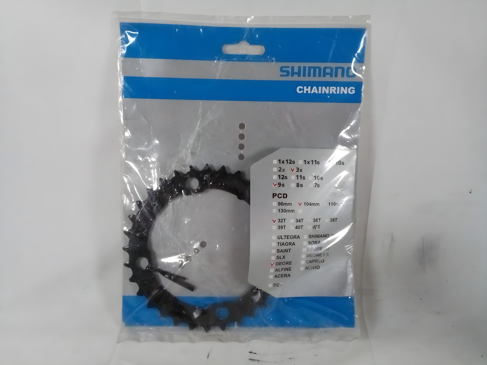 Shimano Deore FC-M590 32T 104mm BCD 9-Speed Middle Chainring Black