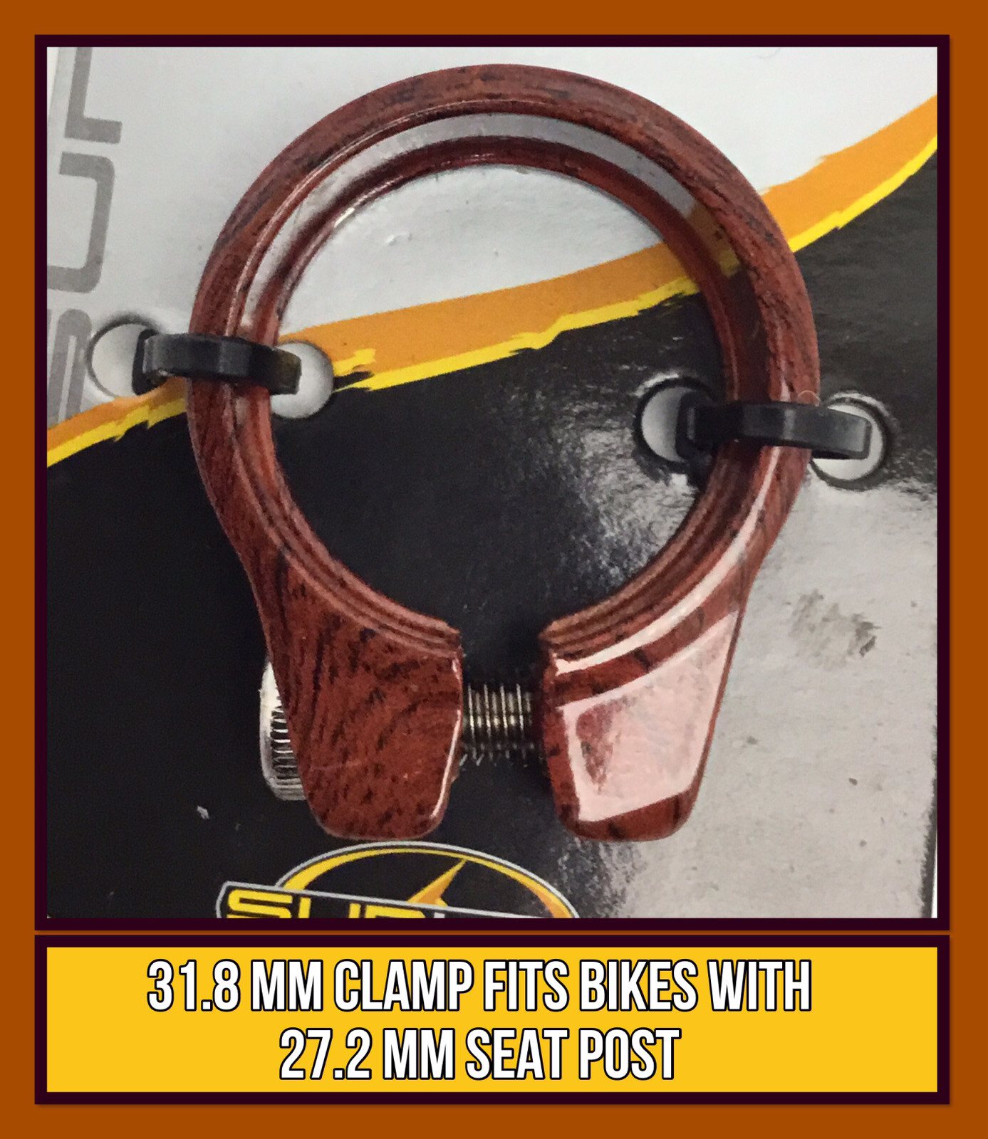 Bicycle Seat Post Clamp 31.8 mm WOOD GRAIN Fits Bikes with 28.6-27.2mm Seatpost
