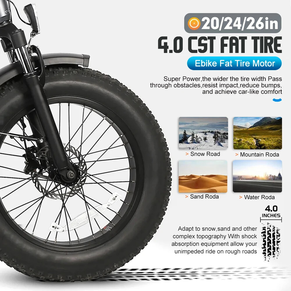 36V 48V 500W 20/24/26 Inch Snow Fat E-bike Rear Rotate Hub Motor Conversion Kit