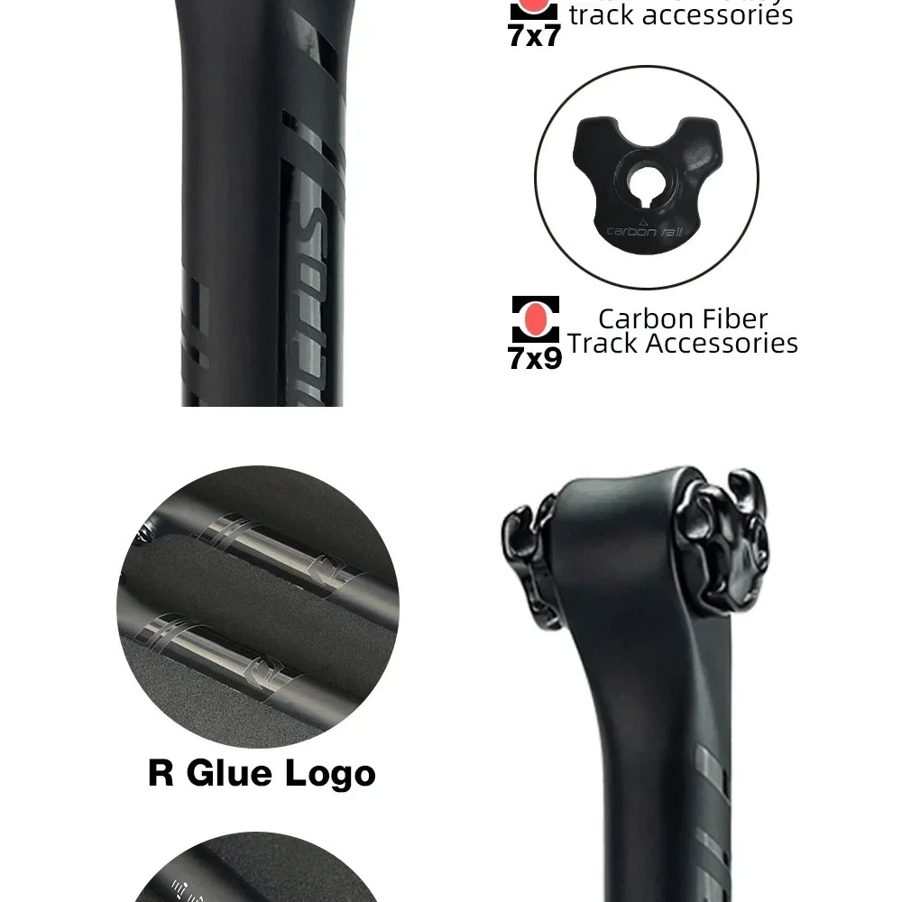 Carbon Fiber Seatpost MTB/Road Bike Seat Tube 0°/20° Rail 7×9/7x7mm 27.2-31.6mm