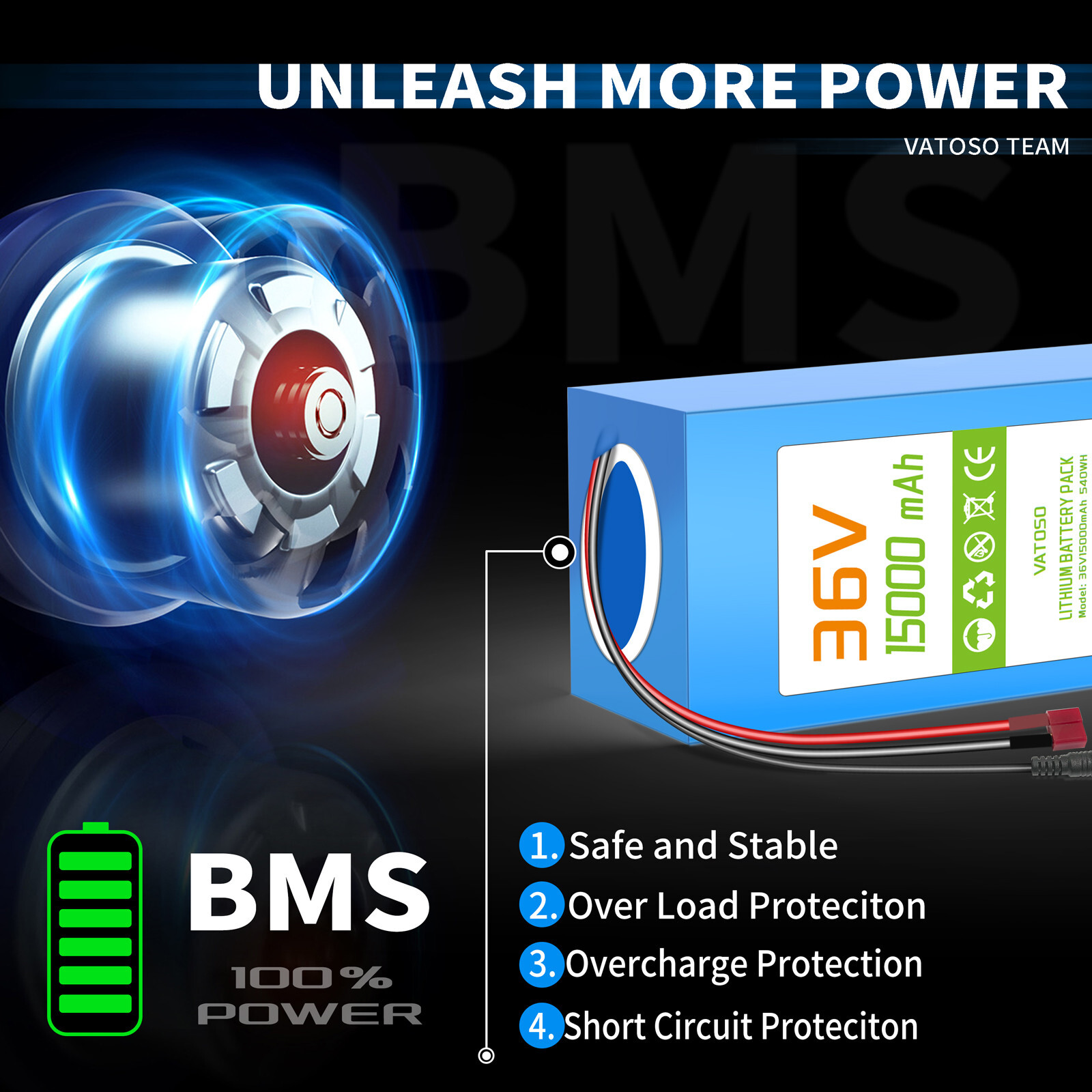 36V 8AH Ebike Battery Lithium for 100W-500W Ebike Electric Bicycle 25A BMS