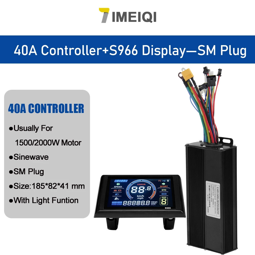 E-bike Sinewave Three-Mode Controller 36V 48V 52V 40A with S866 S966 LCD Display