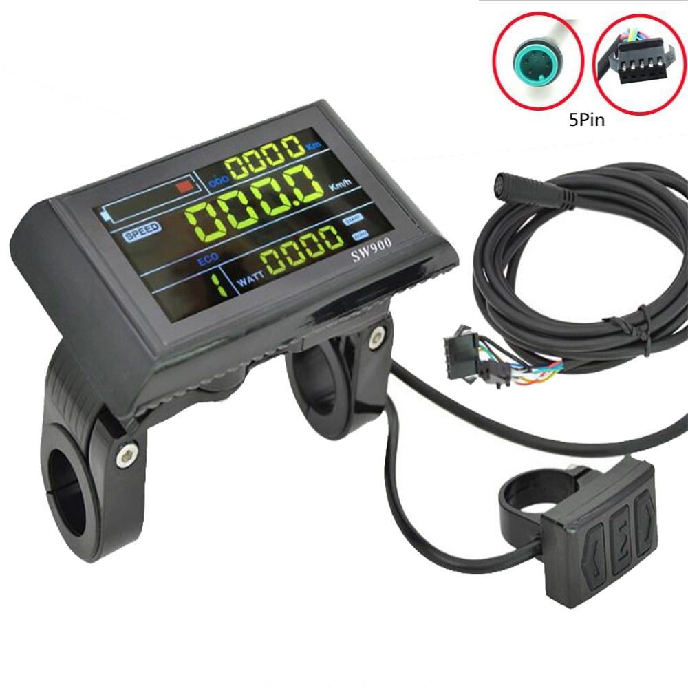 24V/36V/48V/60V E-Bike SW900 Colorful LCD Meter Panel Display SM & WP Plug USA