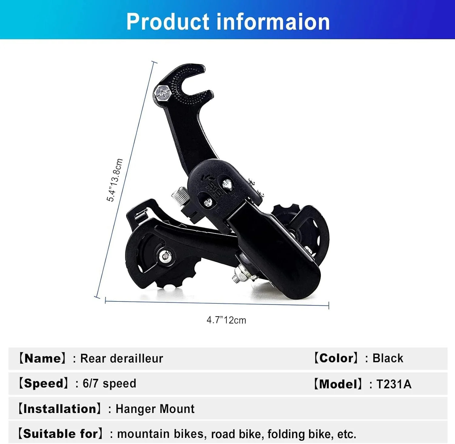 Rear Derailleur RD-TZ31-A 6/7 Speed Direct/Hanger Mount Derailleur for Mountain