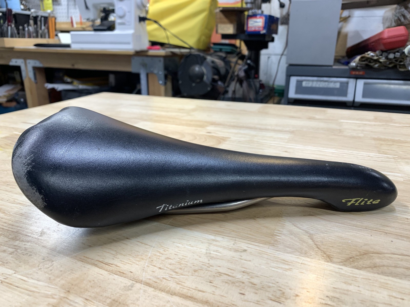 1991 Selle Italia Flite Saddle Titanium Rails Black Made in Italy Vintage