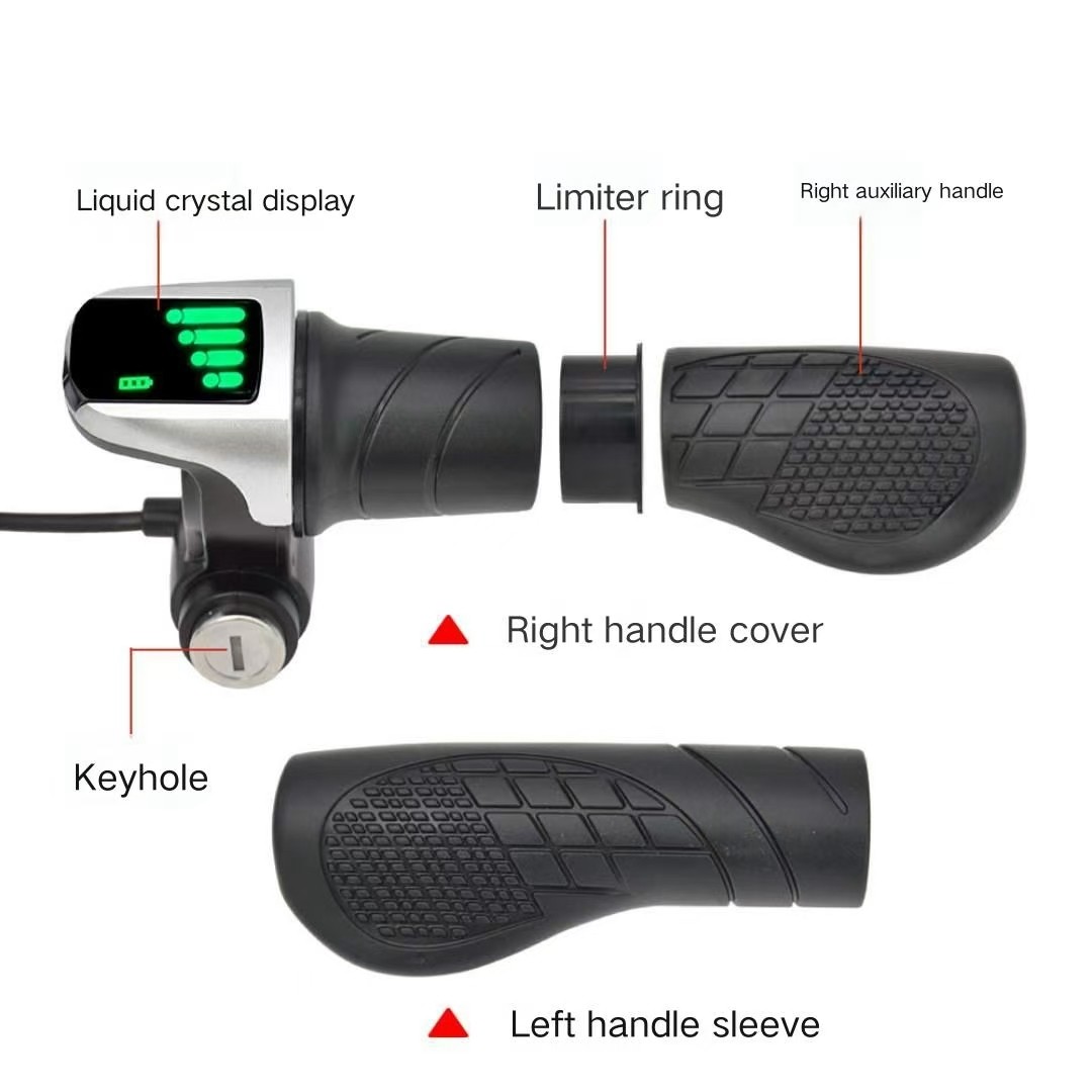 36V/48V EBike Electric Bicycle Split Throttle Handle Twist Grip w/ Power Display