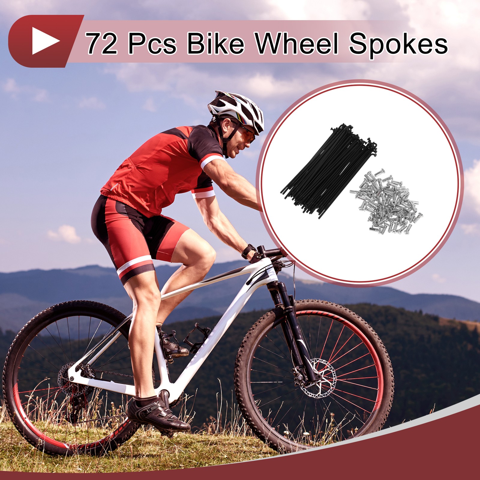 72 Set 14G Bicycle Spoke 97mm Bike Wheel Spoke Carbon Steel Black