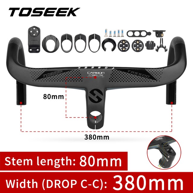 28.6mm Carbon Fiber Integrated Handlebar Full Hidden Cable Road Bicycle Drop Bar