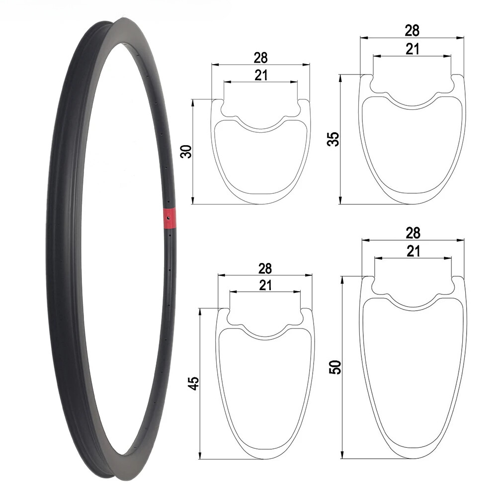 Carbon 700C Road Rim Tubeless Gravel Wheel V Brake/disc Brake 16-36holes