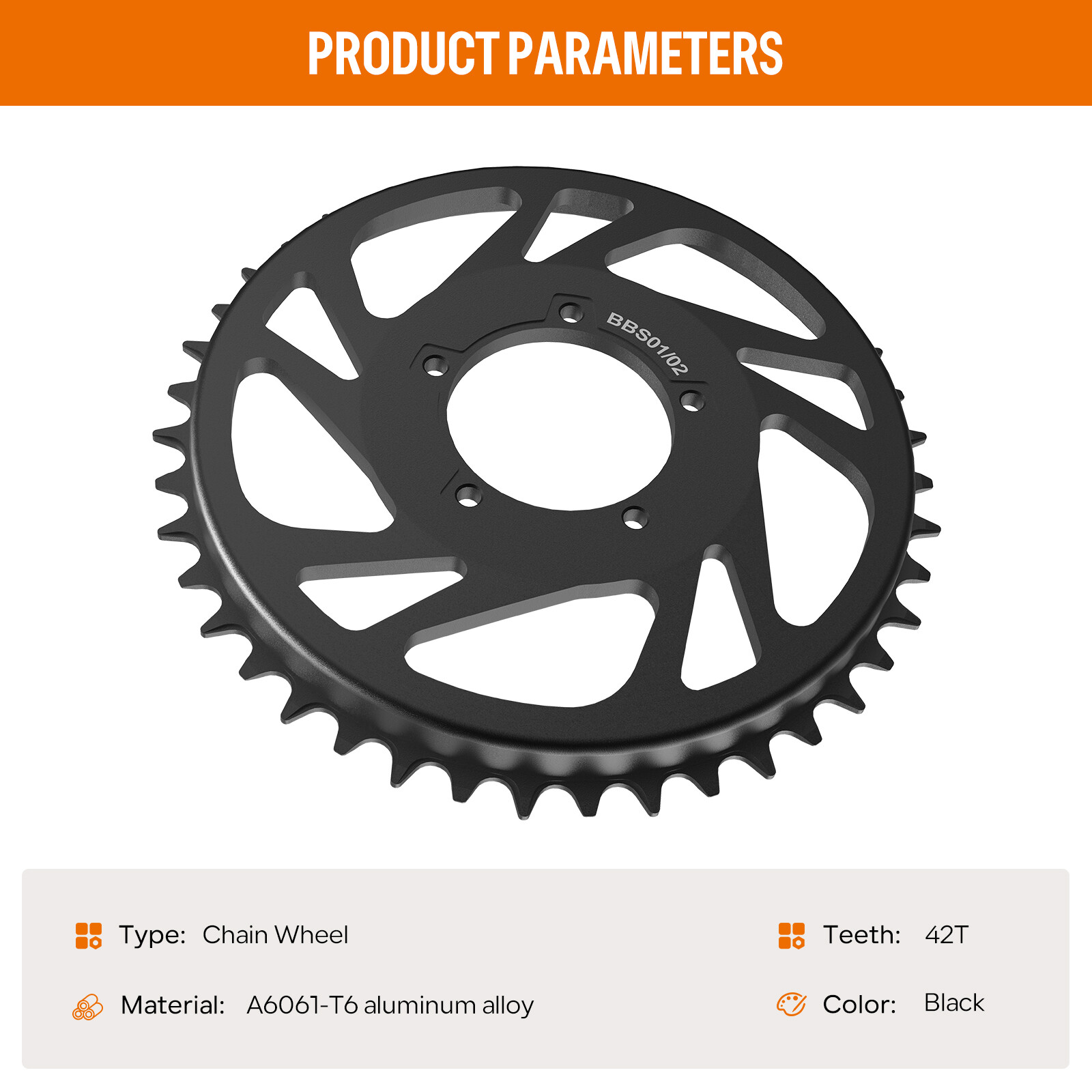 Chainring Sprocket Chainwheel for Bafang BBS01B BBS02B 250W-750W Motor Mid Kit