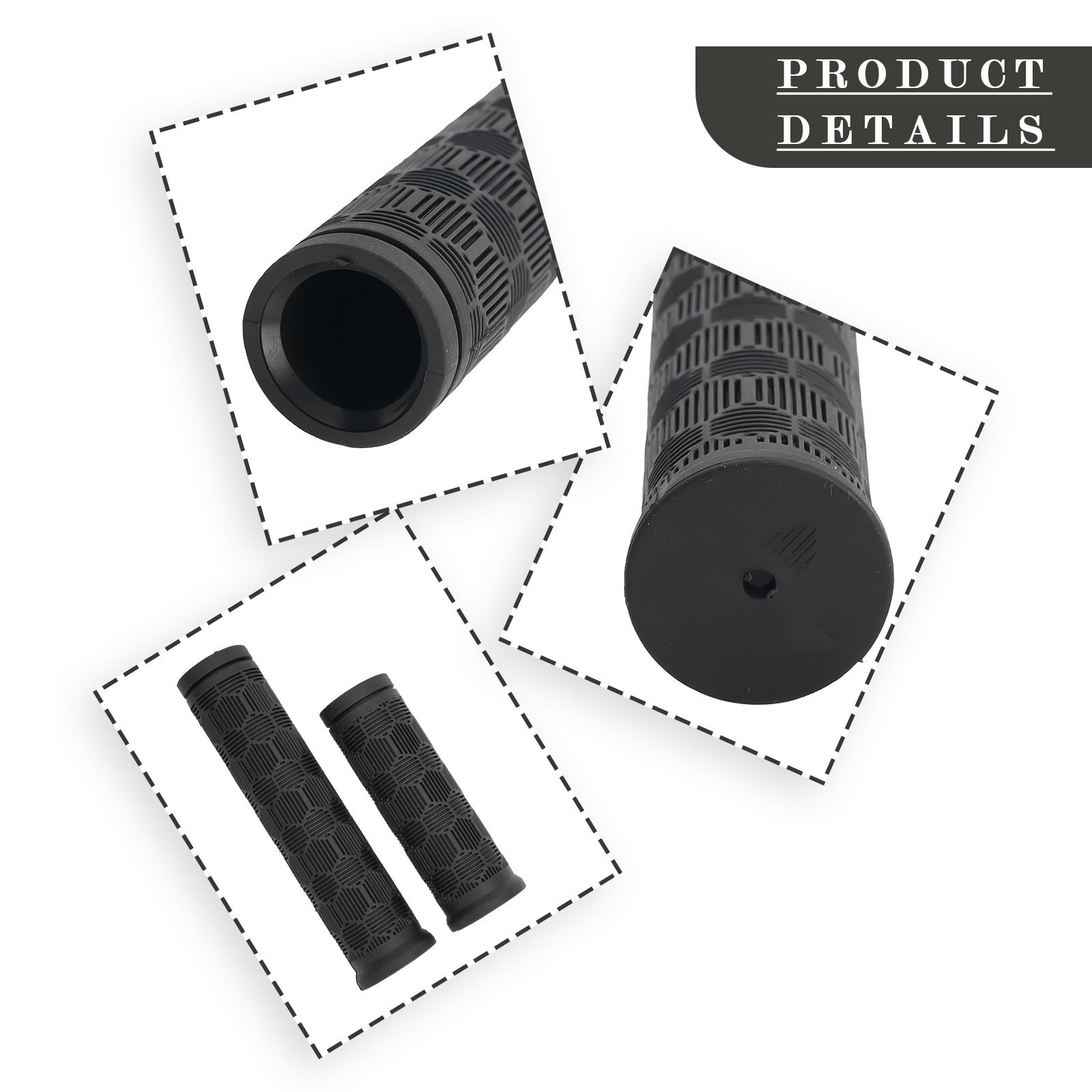 Black Rubber Bike Bar Grips with 125mm+75mm Length Perfect for Cycling