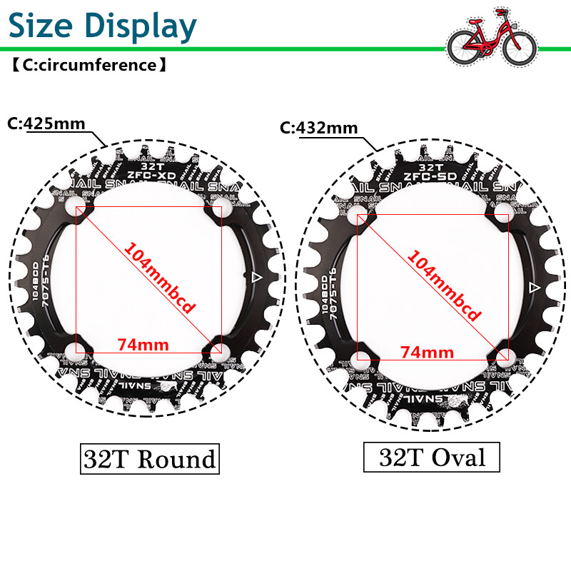 SNAIL 30-52T 104BCD Narrow Wide MTB Bike Chain Ring Single Chainwheels Crankset